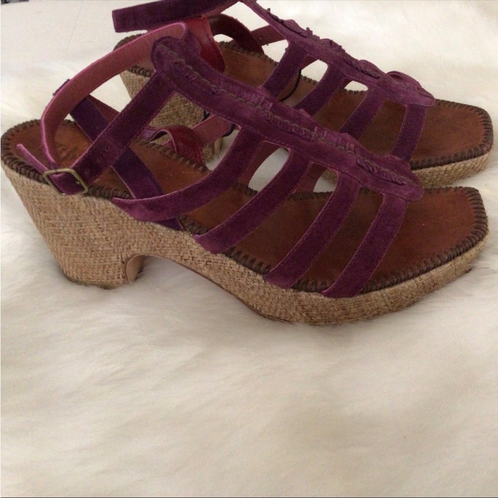 Henry Cuir Barney of NY purple suede clogs shoes 8